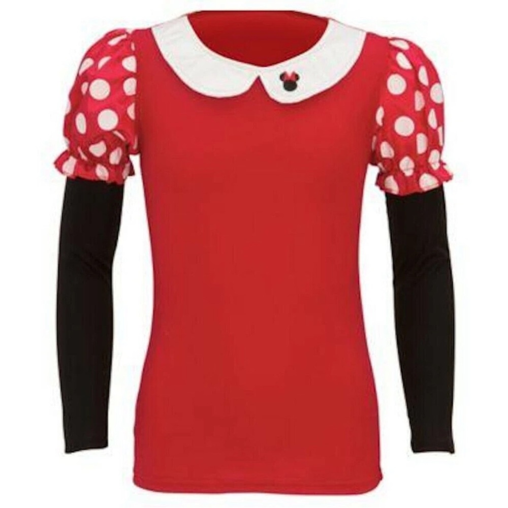 New Minnie Mouse Puffed Long Sleeve Shirt Dress Up Top Girls Medium 8-10 Disney